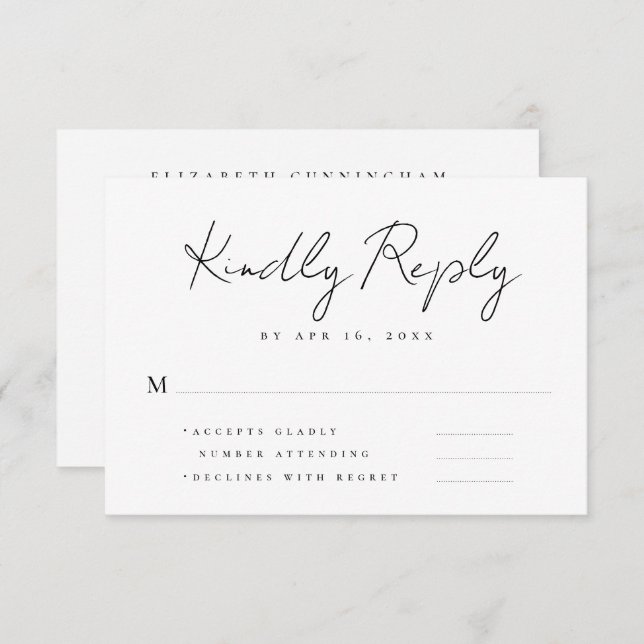 Simple Modern Minimalist Memories Memorial Reply RSVP Card (Front/Back)