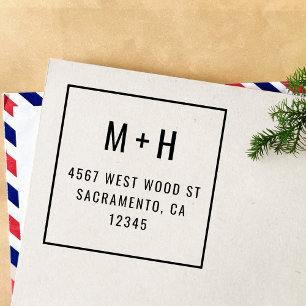 Simple Modern Minimalist Monogram Return Address Self-inking Stamp