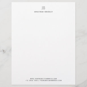 Simple Modern Minimalist Monogrammed Business Custom Letterhead