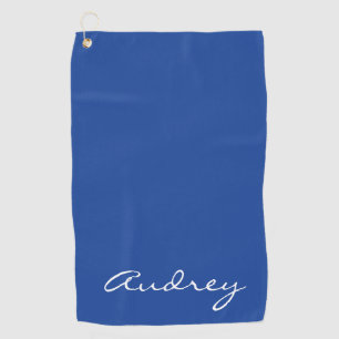 Simple Modern Minimalist Monogrammed Chic Blue Golf Towel