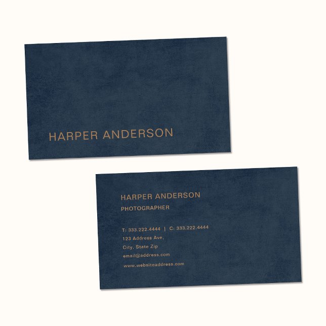 Simple Modern Minimalist Navy Blue Business Card (Creator Uploaded)
