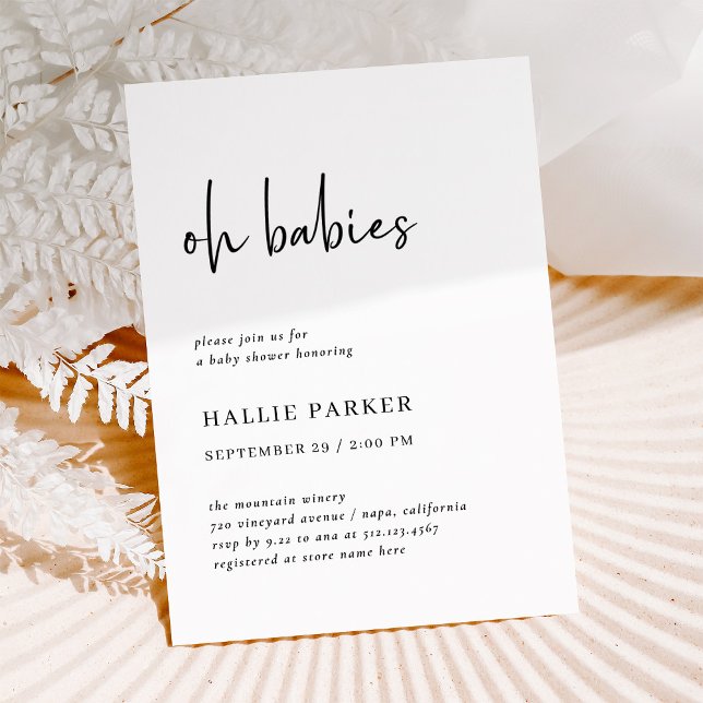 Simple Modern Minimalist | Oh Babies Baby Shower Invitation (Creator Uploaded)