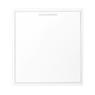 Simple Modern Minimalist Olive Two Border Monogram Notepad
