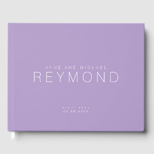 Simple Modern Minimalist pale-purple Wedding Guest Book