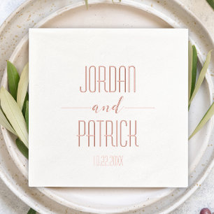 Simple Modern Minimalist Personalised Wedding Foil Napkins