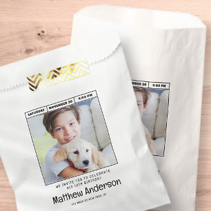 Simple Modern Minimalist Photo Birthday Party Favour Bags