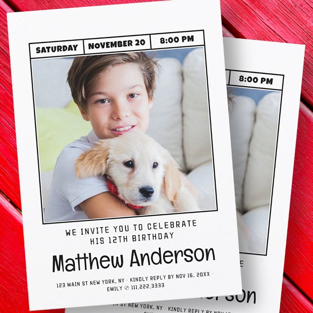 Simple Modern Minimalist Photo Birthday Party Invitation (Creator Uploaded)