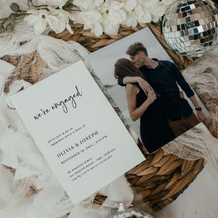Simple Modern Minimalist   Photo Engagement Party Invitation