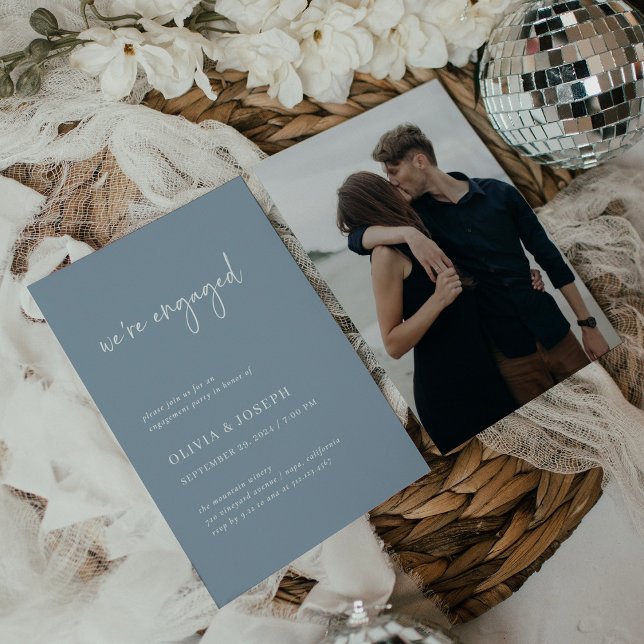 Simple Modern Minimalist | Photo Engagement Party Invitation (Creator Uploaded)
