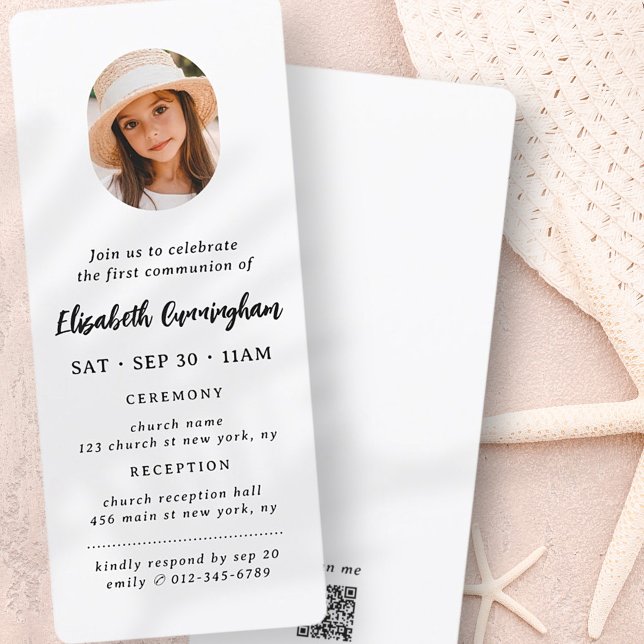 Simple Modern Minimalist Photo First Communion Invitation (Creator Uploaded)