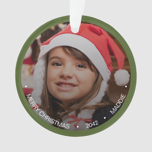 Simple Modern Minimalist Photo Ornament (Front)