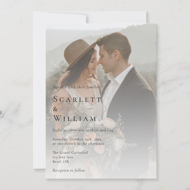 Simple Modern Minimalist Photo Wedding Invitation (Front)