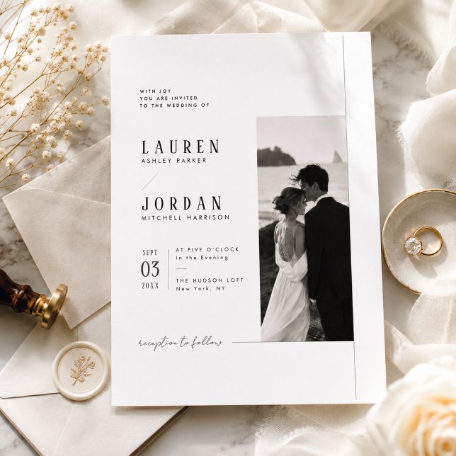 Simple Modern Minimalist Photo Wedding Invitation (Creator Uploaded)
