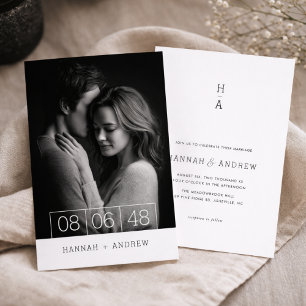 Simple Modern Minimalist Photo Wedding Invitation