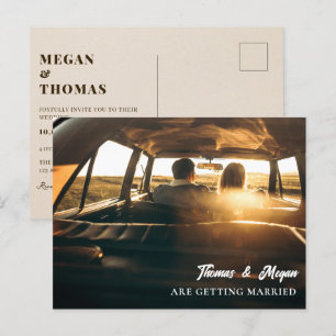 Simple modern minimalist photo wedding postcard