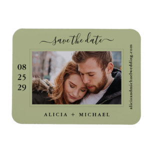 Simple modern minimalist photo wedding save date magnet