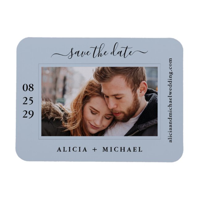 Simple modern minimalist photo wedding save date magnet (Horizontal)