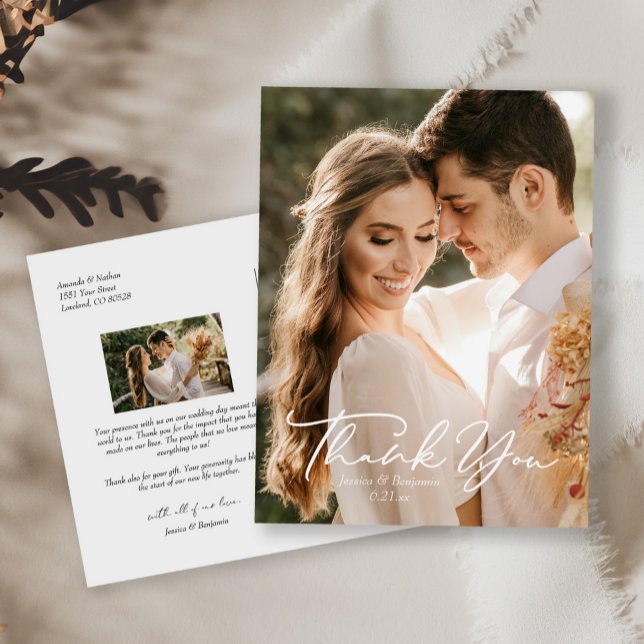 Simple Modern Minimalist Photo Wedding Thank You Postcard (Creator Uploaded)