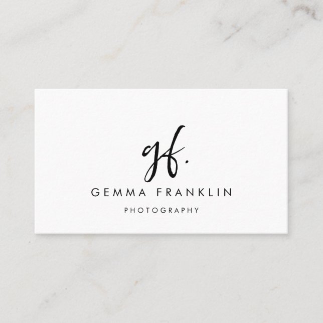 Simple Modern Minimalist Photography Script  Business Card (Front)