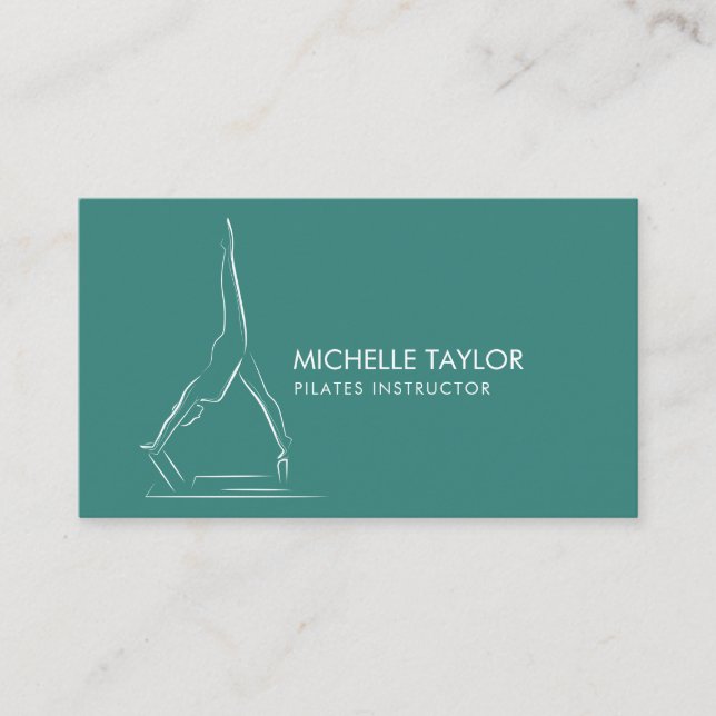 Simple Modern Minimalist Pilates Fitness  Business Card (Front)