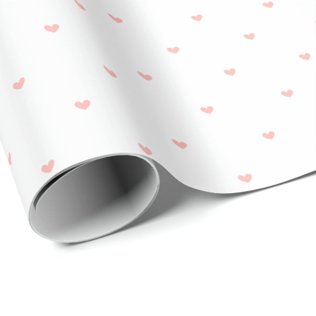 Simple Modern Minimalist Pink Hearts Pattern Wrapping Paper (Roll Corner)