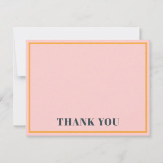 Simple Modern Minimalist Pink & Orange Thank You Card