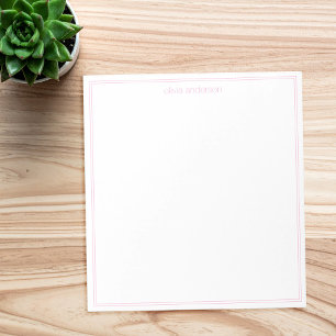 Simple Modern Minimalist Pink Two Border Monogram Notepad