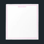 Simple Modern Minimalist Pink Two Border Monogram Notepad<br><div class="desc">Create your own personalised monogram name notepad with simple modern typography and minimalist two border lines in pink colour.</div>