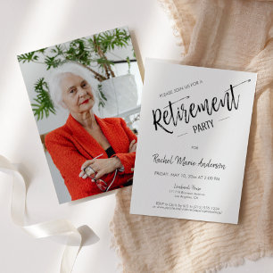 Simple Modern Minimalist Retirement Party Photo Invitation