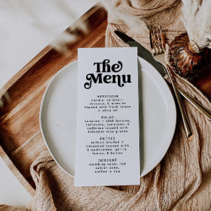 Simple Modern Minimalist Retro Wedding Menu