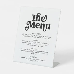 Simple Modern Minimalist Retro Wedding Menu Pedestal Sign
