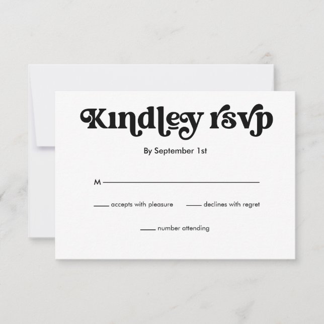Simple Modern Minimalist Retro Wedding RSVP Card (Front)