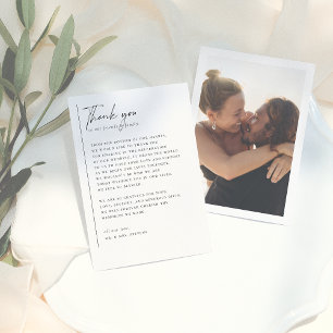 Simple, Modern & Minimalist Romantic Photo Wedding Thank You Card