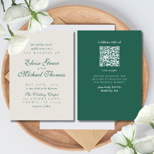 Simple Modern Minimalist Sage Green Wedding Invitation