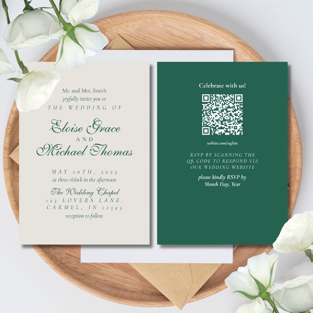 Simple Modern Minimalist Sage Green Wedding Invitation (Modern Elegant Sage Green Wedding Suite Theme with options to personalize for your special day.)