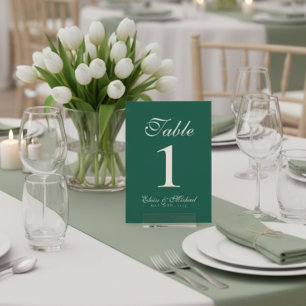 Simple Modern Minimalist Sage Green Wedding Table Number