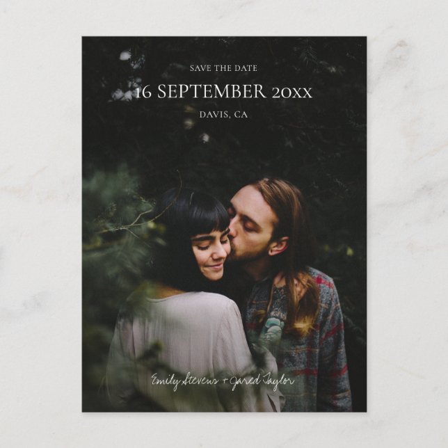 Simple Modern Minimalist Save the Date Postcard (Front)