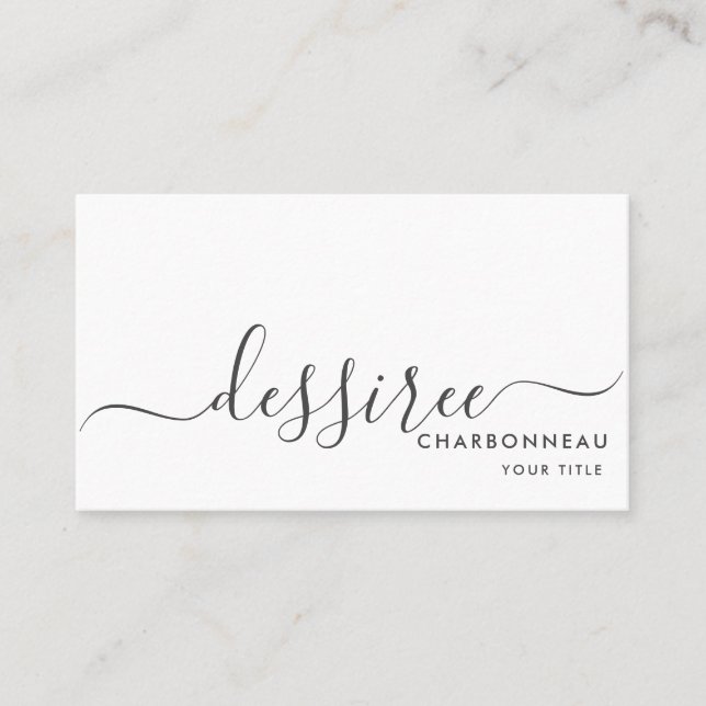 Simple Modern Minimalist Script  Business Card (Front)