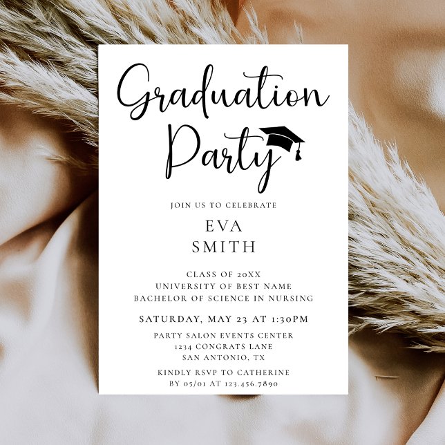 Simple Modern Minimalist Script Graduation Party Invitation (Creator Uploaded)