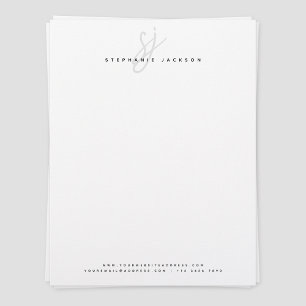 Simple Modern Minimalist Script Monogram Office Custom Letterhead