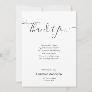 Simple Modern Minimalist Script Type Graduation Thank You Card