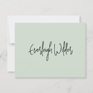 Simple Modern Minimalist Script Typography Green Card