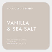 Simple Modern Minimalist Taupe Candle Label