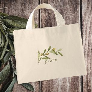 Simple Modern Minimalist Trendy Olive Branch Mini Tote Bag