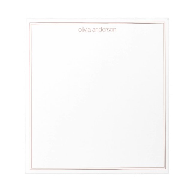 Simple Modern Minimalist Two Border Monogram Notepad (Front)
