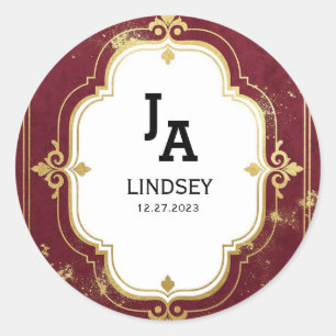 Simple Modern Minimalist Wedding Classic Round Sticker