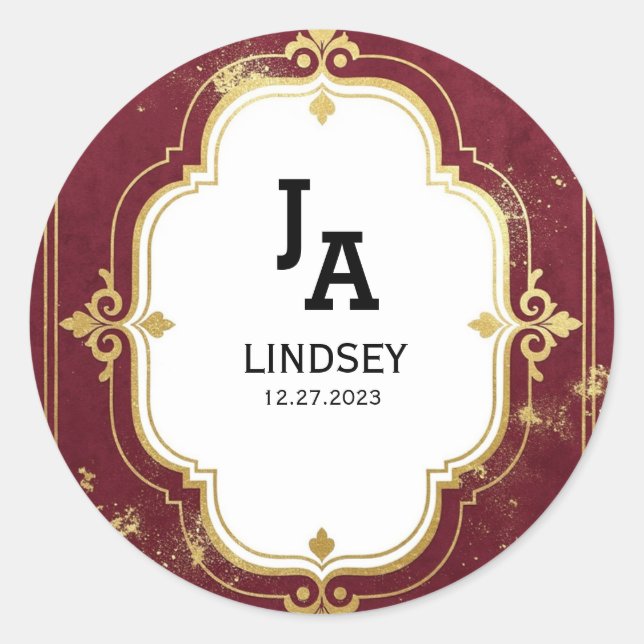 Simple Modern Minimalist Wedding Classic Round Sticker (Front)