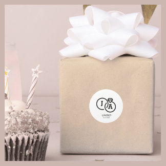 Simple Modern Minimalist Wedding Classic Round Sticker