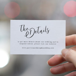Simple modern minimalist wedding details enclosure card