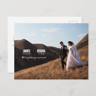 Simple modern minimalist wedding invitation postcard